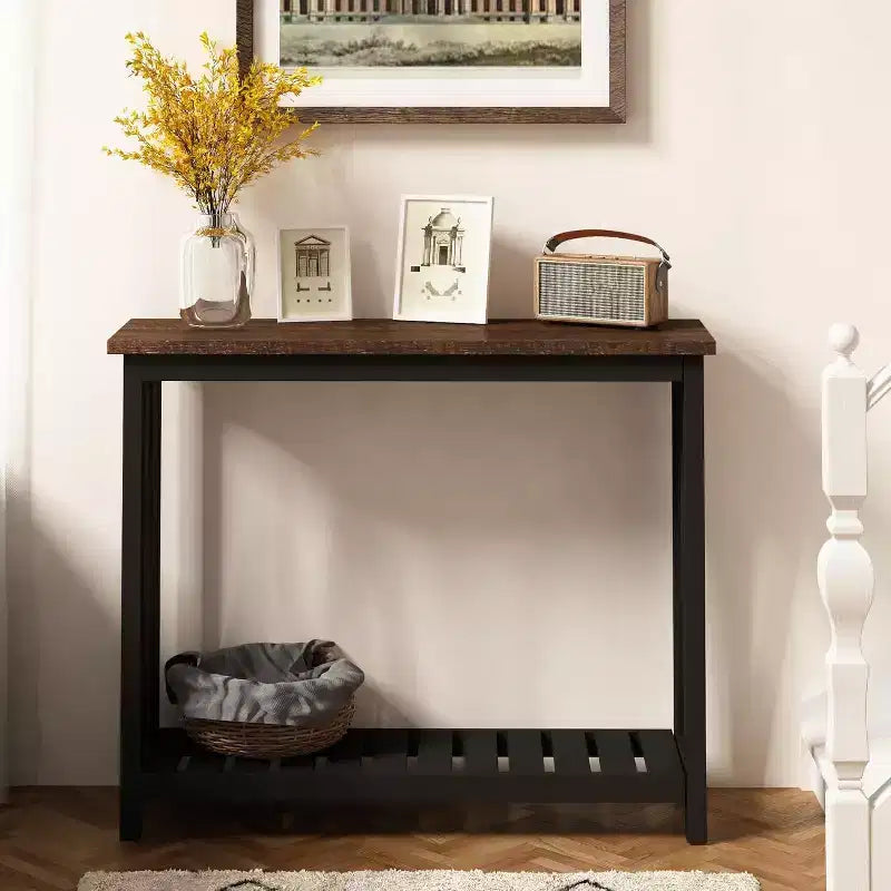 Console rustique avec étagère inférieure