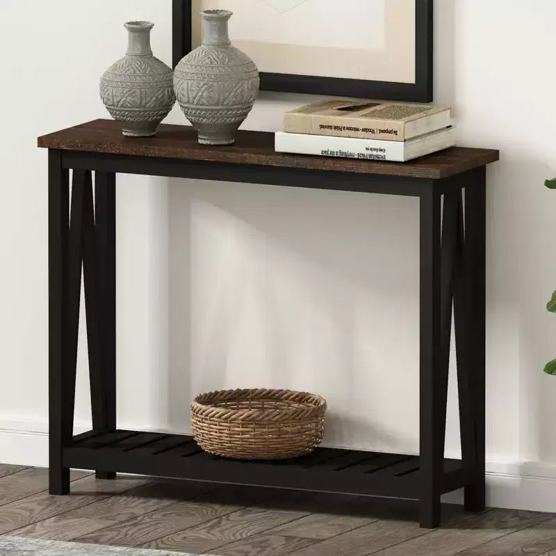 Console rustique avec étagère inférieure