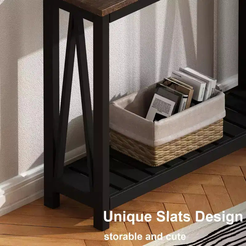 Console rustique avec étagère inférieure
