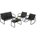 Kozyard 4 Pieces Metal Patio Conversation Set with Gray Breathable Textilence Seating Powder Coated Metal Frame for Garden Poolside Backyard