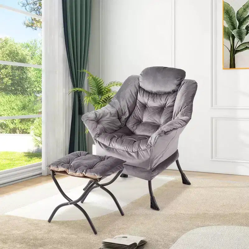 Fauteuil inclinable COZONY avec pouf et oreiller, chaise longue confortable avec poche latérale pour salon, chambre et bureau