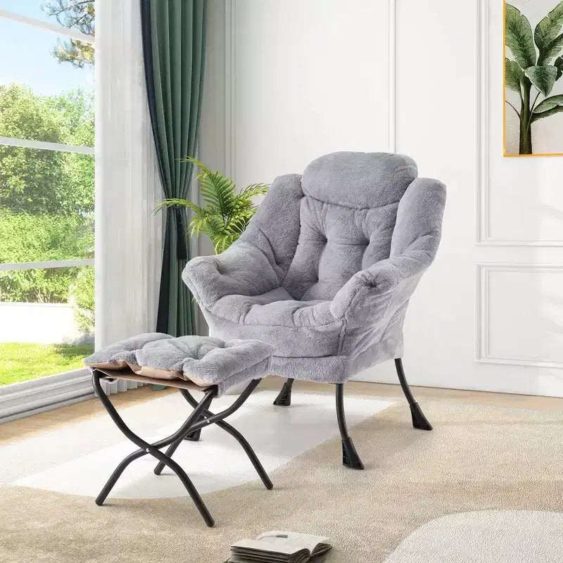 Fauteuil inclinable COZONY avec pouf et oreiller, chaise longue confortable avec poche latérale pour salon, chambre et bureau
