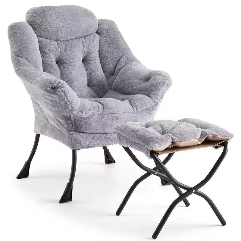 Fauteuil inclinable COZONY avec pouf et oreiller, chaise longue confortable avec poche latérale pour salon, chambre et bureau