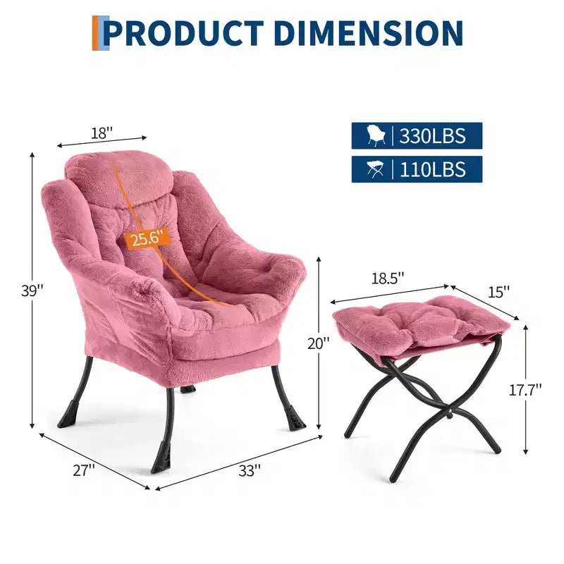 Fauteuil inclinable COZONY avec pouf et oreiller, chaise longue confortable avec poche latérale pour salon, chambre et bureau