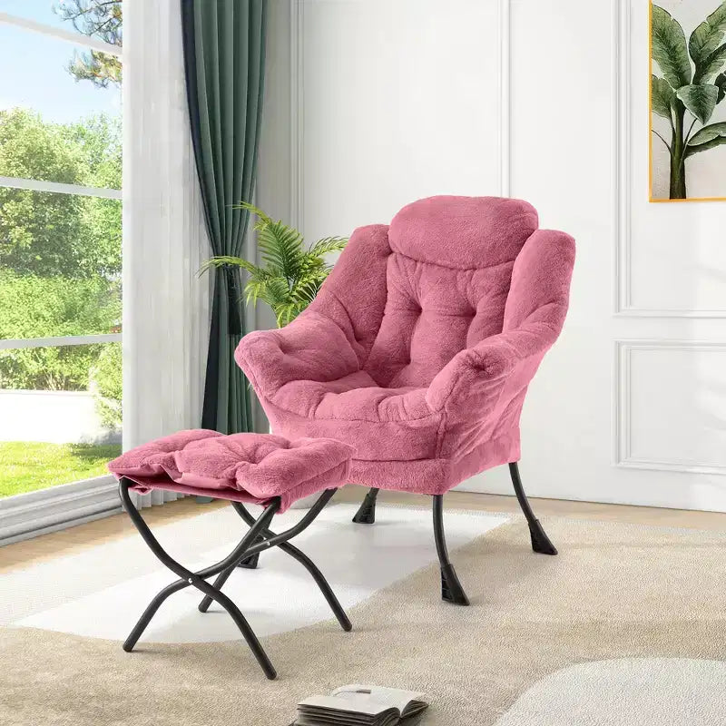 Fauteuil inclinable COZONY avec pouf et oreiller, chaise longue confortable avec poche latérale pour salon, chambre et bureau