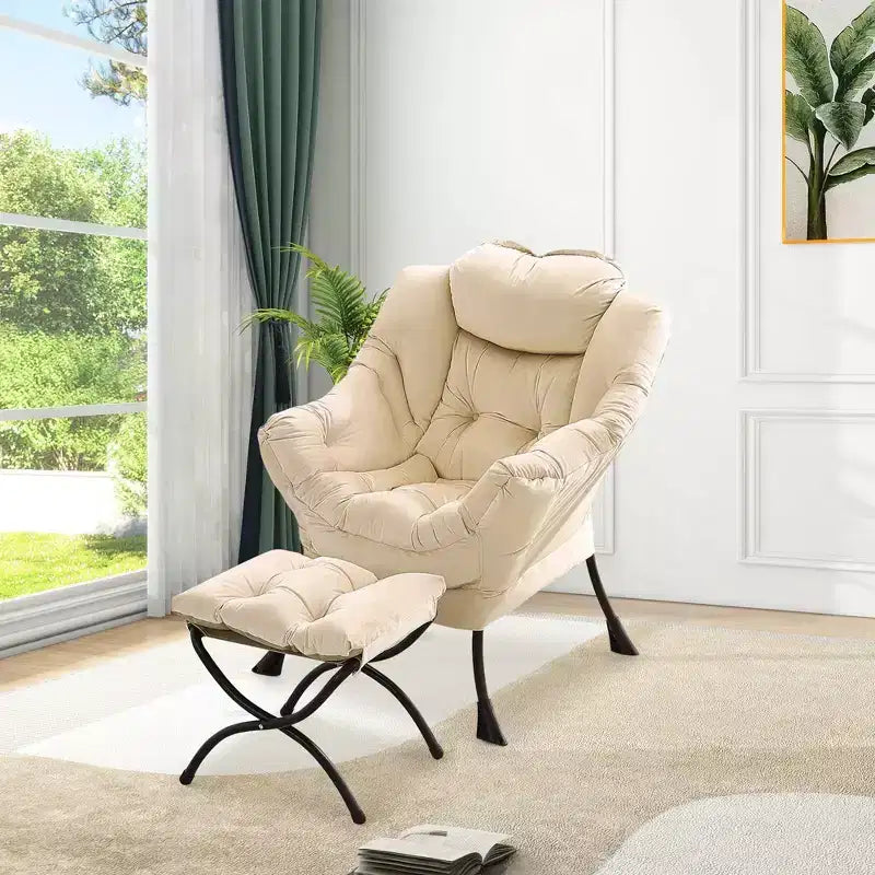 Fauteuil inclinable COZONY avec pouf et oreiller, chaise longue confortable avec poche latérale pour salon, chambre et bureau