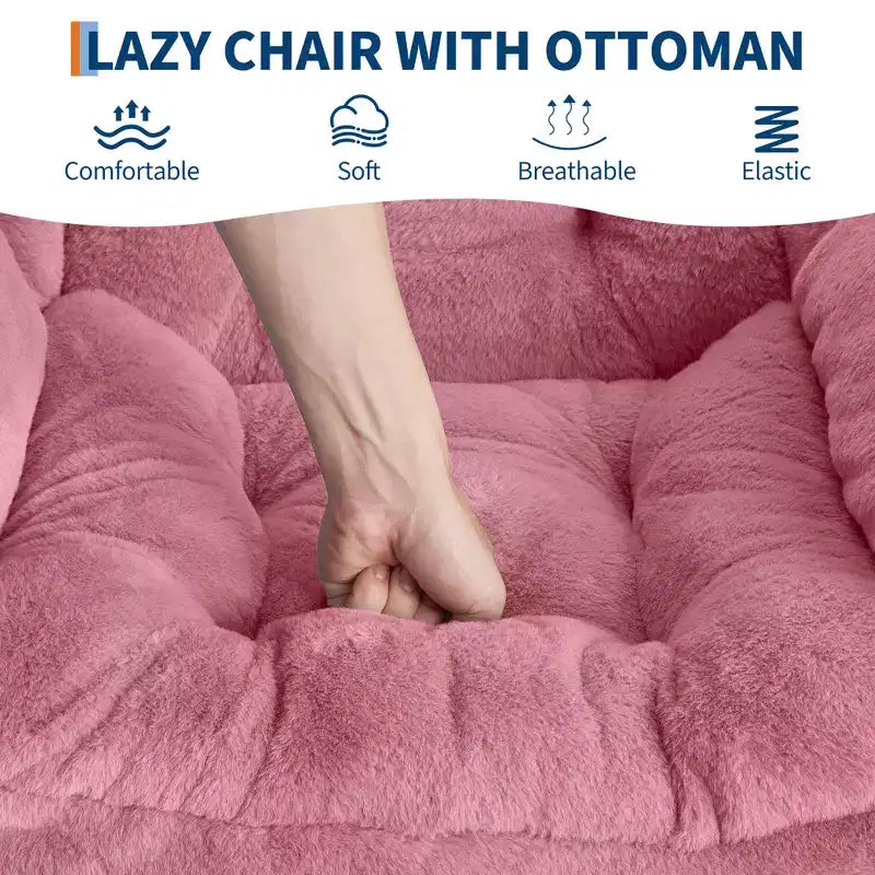 Fauteuil inclinable COZONY avec pouf et oreiller, chaise longue confortable avec poche latérale pour salon, chambre et bureau