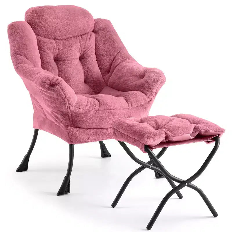 Fauteuil inclinable COZONY avec pouf et oreiller, chaise longue confortable avec poche latérale pour salon, chambre et bureau
