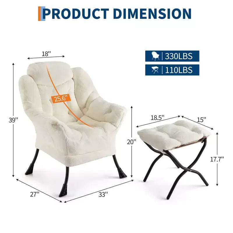 Fauteuil inclinable COZONY avec pouf et oreiller, chaise longue confortable avec poche latérale pour salon, chambre et bureau