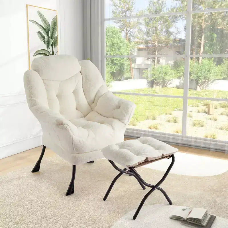 Fauteuil inclinable COZONY avec pouf et oreiller, chaise longue confortable avec poche latérale pour salon, chambre et bureau