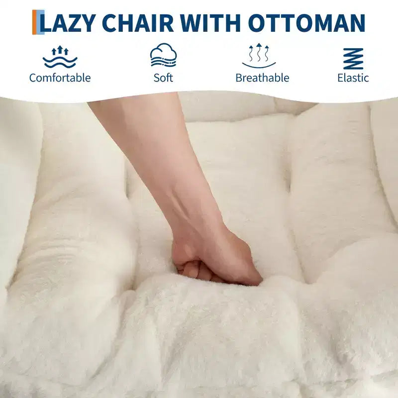 Fauteuil inclinable COZONY avec pouf et oreiller, chaise longue confortable avec poche latérale pour salon, chambre et bureau
