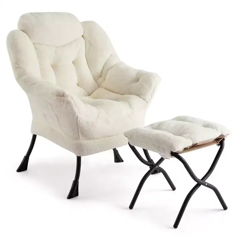 Fauteuil inclinable COZONY avec pouf et oreiller, chaise longue confortable avec poche latérale pour salon, chambre et bureau