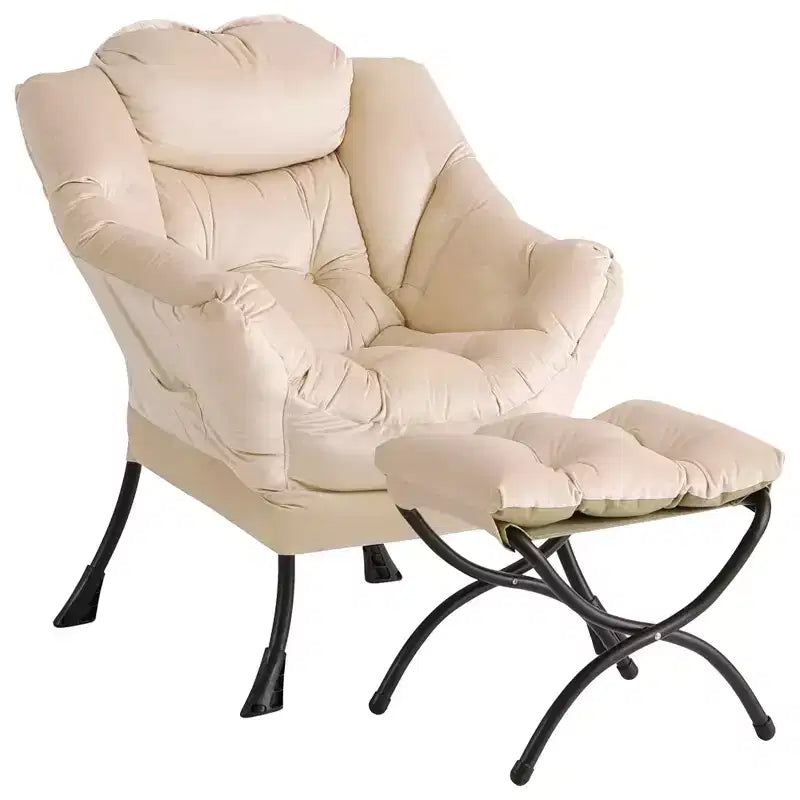 Fauteuil inclinable COZONY avec pouf et oreiller, chaise longue confortable avec poche latérale pour salon, chambre et bureau