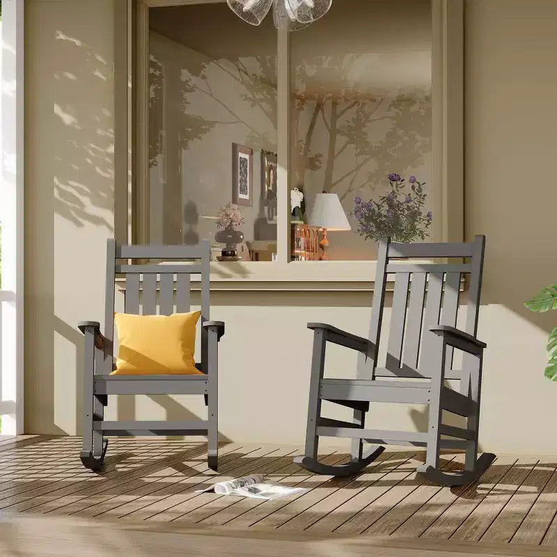 Fauteuils à bascule extérieurs surdimensionnés en PEHD, fauteuils à bascule de terrasse robustes toutes saisons, fauteuils à bascule de véranda durables pour l'extérieur, la cour, la terrasse, le jardin