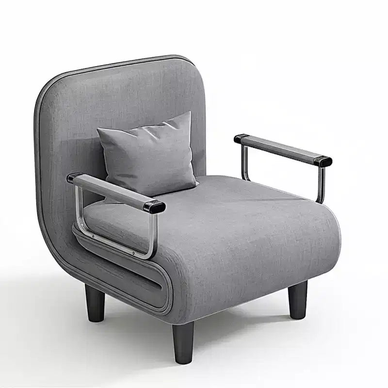 Homy Casa Folding Accent Chair with Adjustable Backrest and Pillow, Convertible Lounge Chair for Small Spaces, Dorms or Home Office, Grey