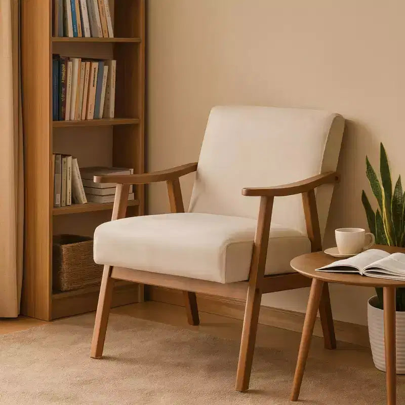 Homy Casa Mid-Century Solid Wood Accent Chair for Living Room or Reading Corner