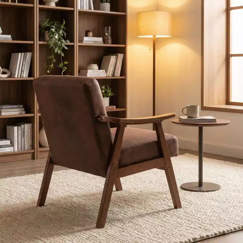 Homy Casa Mid-Century Solid Wood Accent Chair for Living Room or Reading Corner