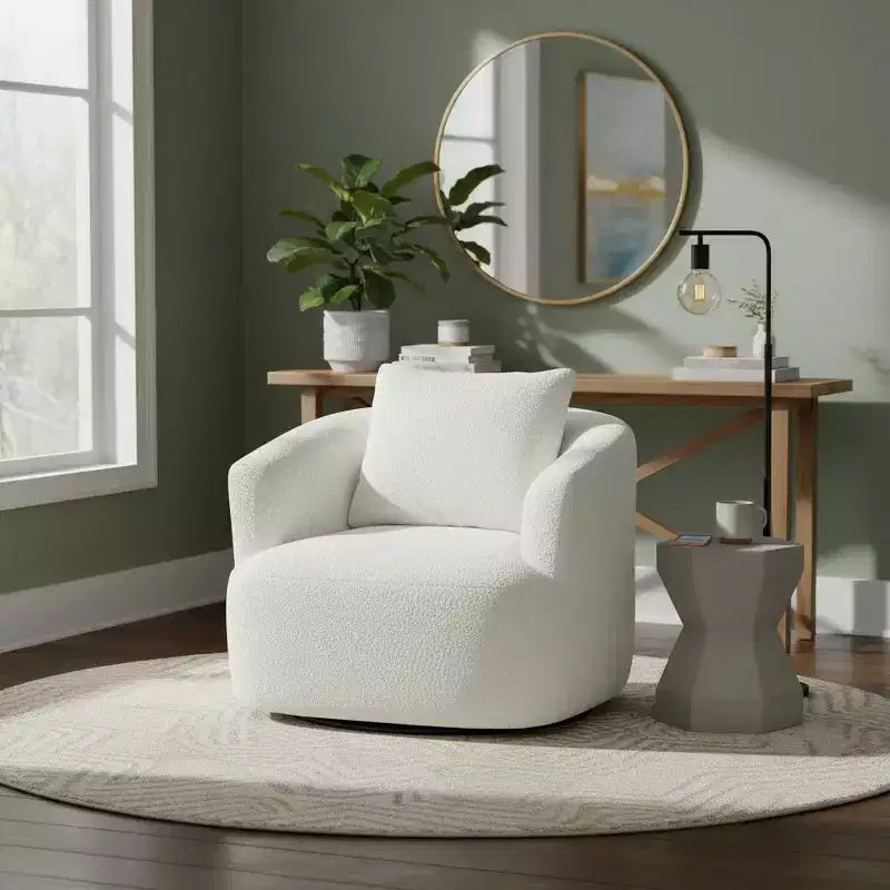 Merax 360 Swivel Barrel Accent Chair with A Throw Pillow