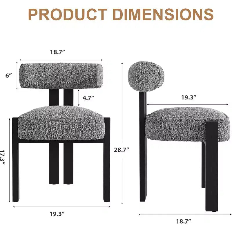 Upholstered Dining Chairs, Modern Boucle Dining Room Chairs with Ergonomic Curved Back, Comfortable Kitchen Chairs with Rubber Wood Legs