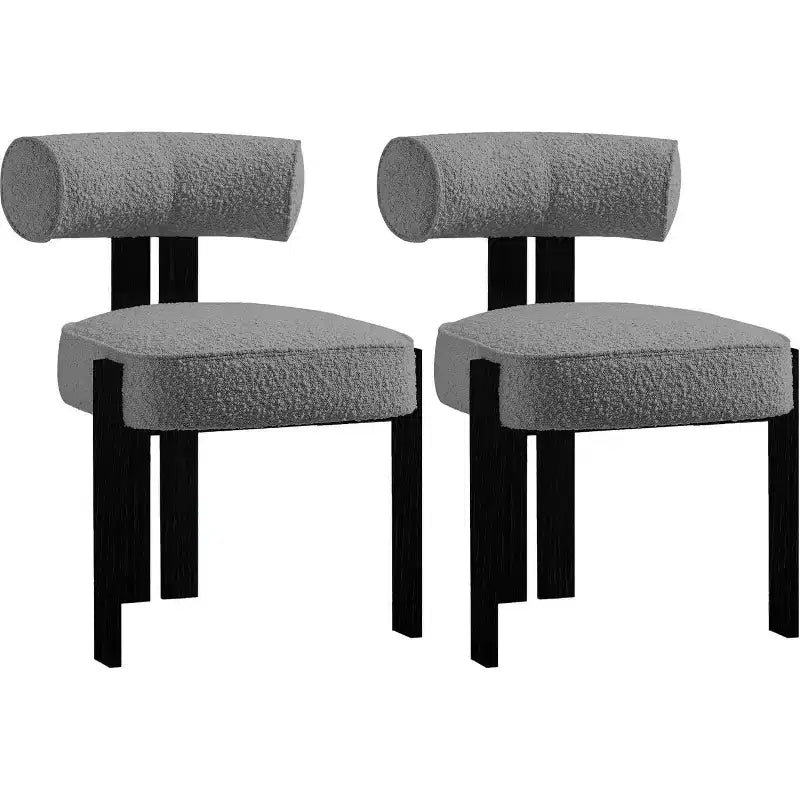 Upholstered Dining Chairs, Modern Boucle Dining Room Chairs with Ergonomic Curved Back, Comfortable Kitchen Chairs with Rubber Wood Legs
