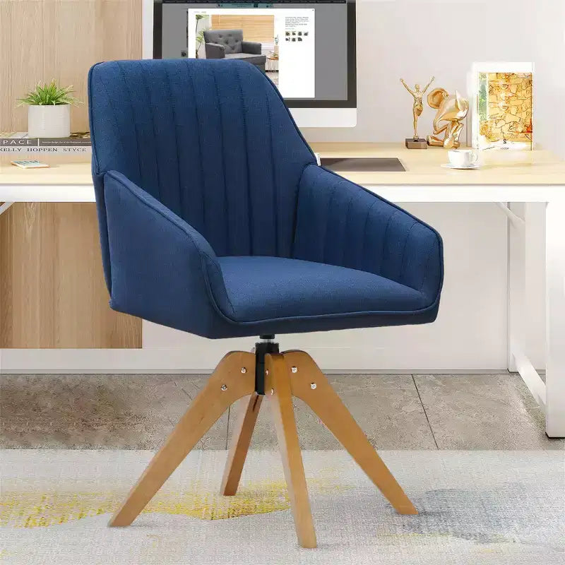 Furniliving Tufted Swivel Armchair Linen Upholstered for Home Office/Living Room/Bedroom