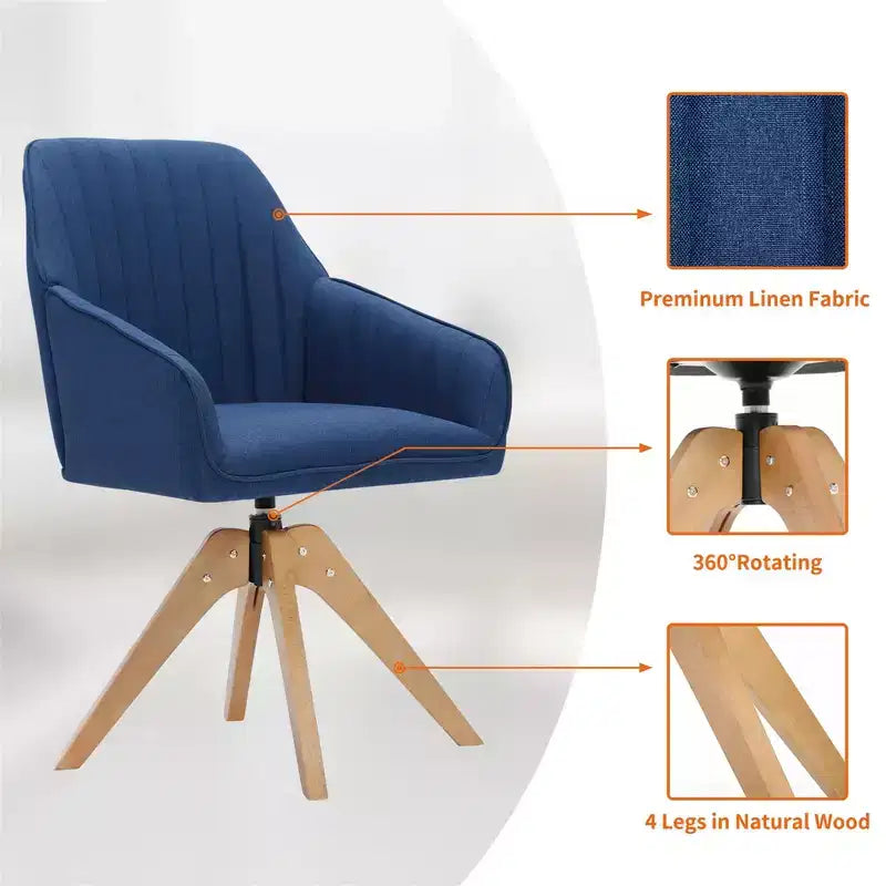 Furniliving Tufted Swivel Armchair Linen Upholstered for Home Office/Living Room/Bedroom