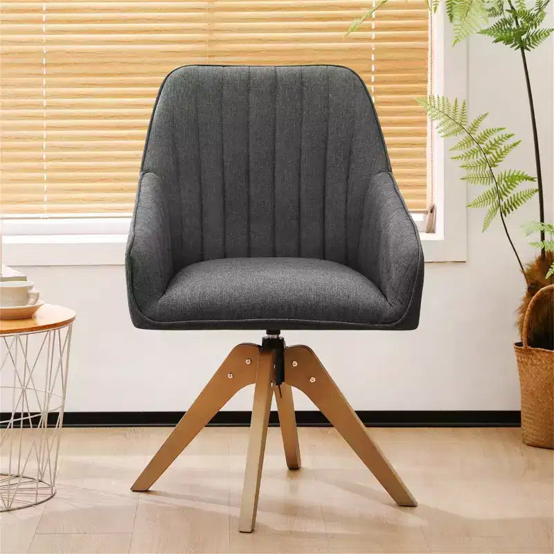 Furniliving Tufted Swivel Armchair Linen Upholstered for Home Office/Living Room/Bedroom