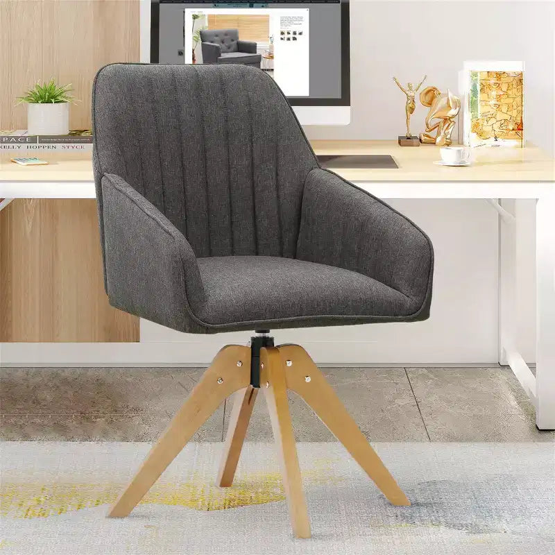 Furniliving Tufted Swivel Armchair Linen Upholstered for Home Office/Living Room/Bedroom