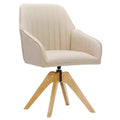 Furniliving Tufted Swivel Armchair Linen Upholstered for Home Office/Living Room/Bedroom