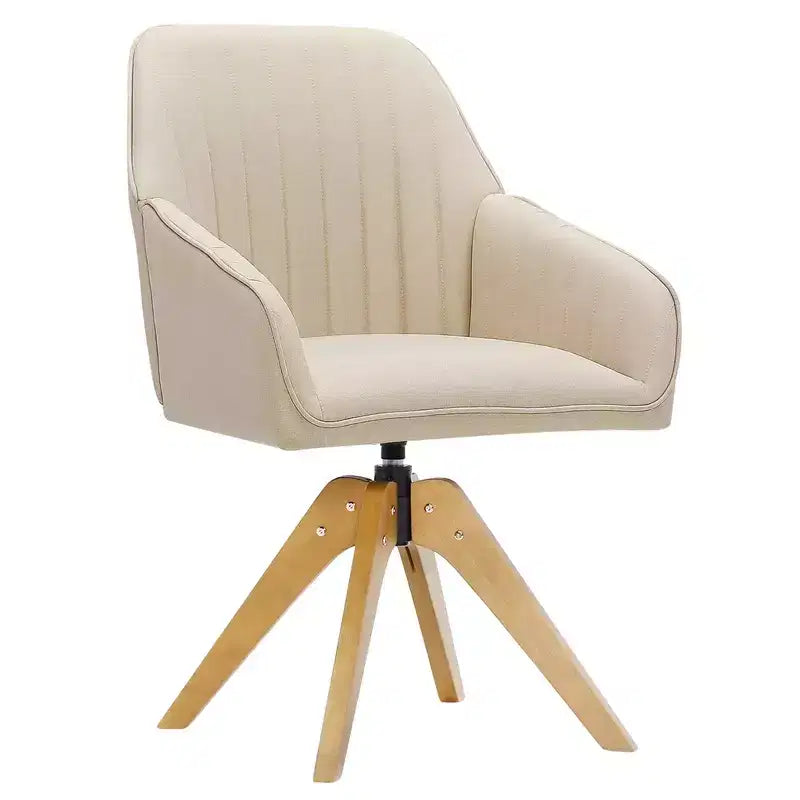 Furniliving Tufted Swivel Armchair Linen Upholstered for Home Office/Living Room/Bedroom