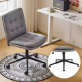 VINGLI Mid Back Armless Office Desk Chair with Wheels/no Wheels,360Rocking Swivel Vanity Chair with Thickened Cushion Linen Dark Grey
