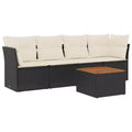 vidaXL 5 Piece Patio Sofa Set with Cushions - Black and Cream