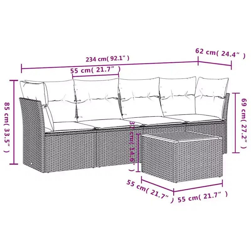 vidaXL Ensemble de canapés de jardin 5 pièces avec coussins - Noir et crème