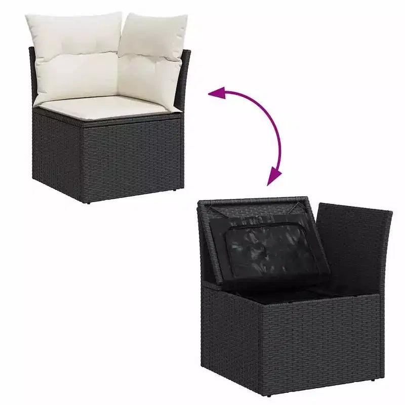 vidaXL Ensemble de canapés de jardin 5 pièces avec coussins - Noir et crème