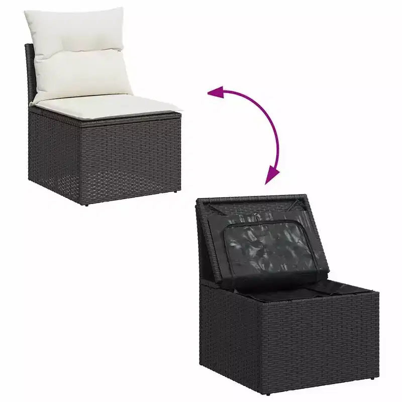 vidaXL Salon de jardin noir, crème