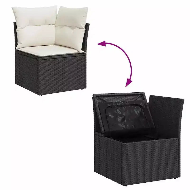 vidaXL Salon de jardin noir, crème
