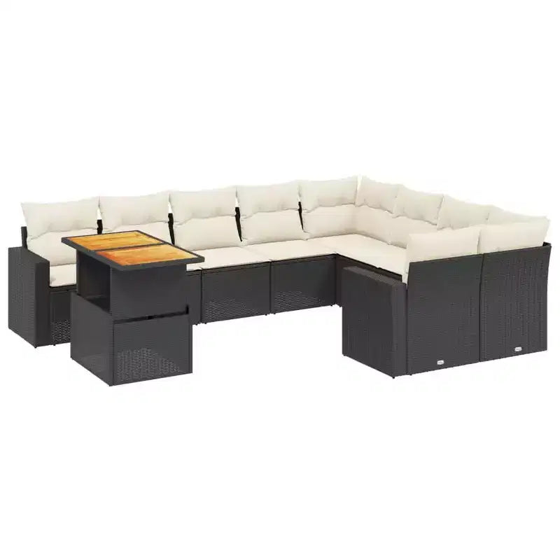 vidaXL Patio Sofa Set Black, Cream White