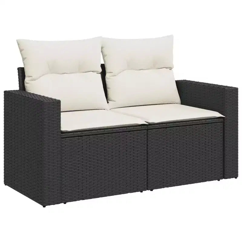 vidaXL Salon de jardin noir et blanc cassé