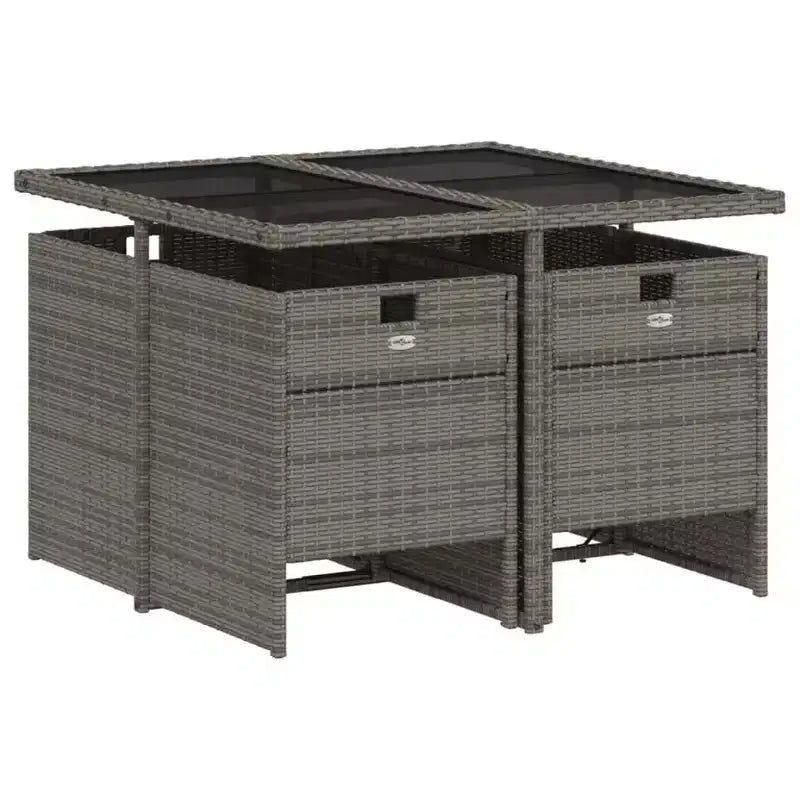 vidaXL Ensemble de salle à manger d'extérieur avec coussins, table et chaises de jardin, résine tressée gris