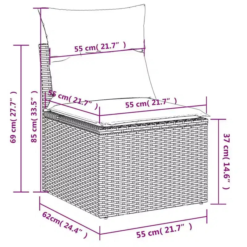 vidaXL Salon de jardin 7 pcs avec coussins résine tressée noire Acacia