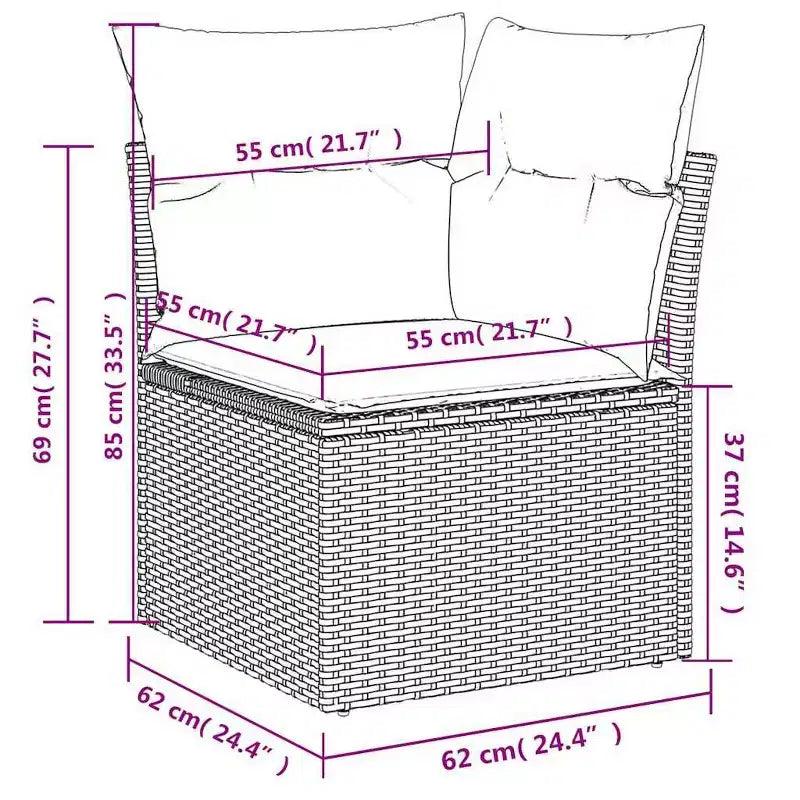 vidaXL Salon de jardin 7 pcs avec coussins résine tressée noire Acacia