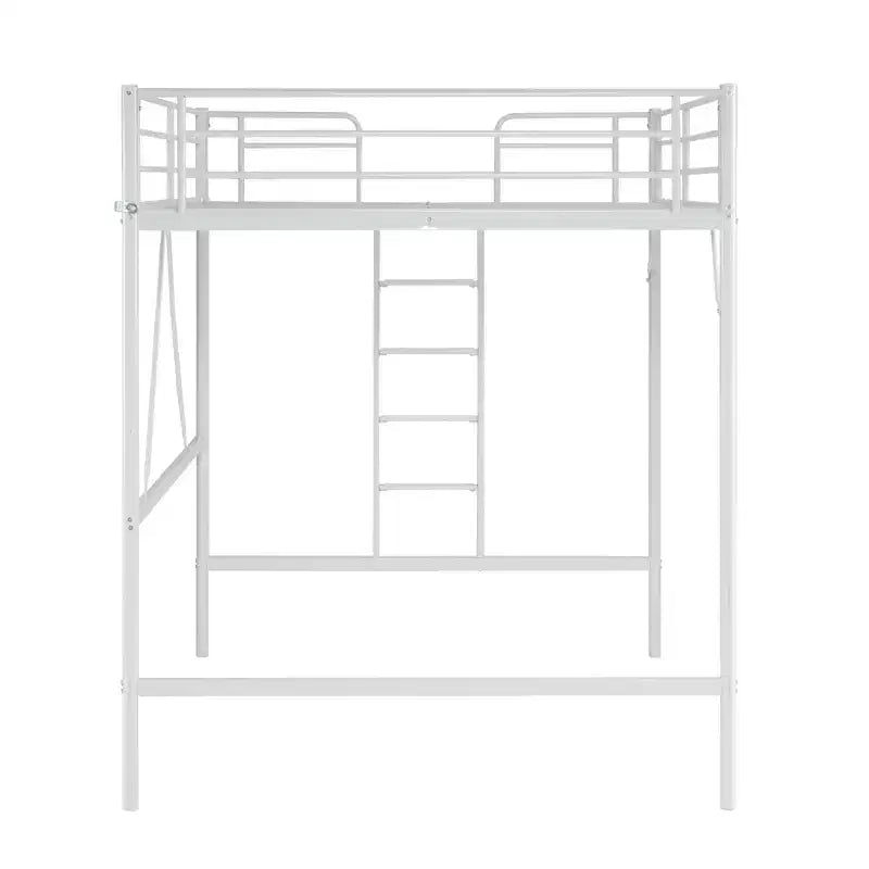 Lit mezzanine Full Metal pour enfants, cadre de lit superposé mezzanine avec escalier/échelle plate, sommier tapissier non requis, blanc