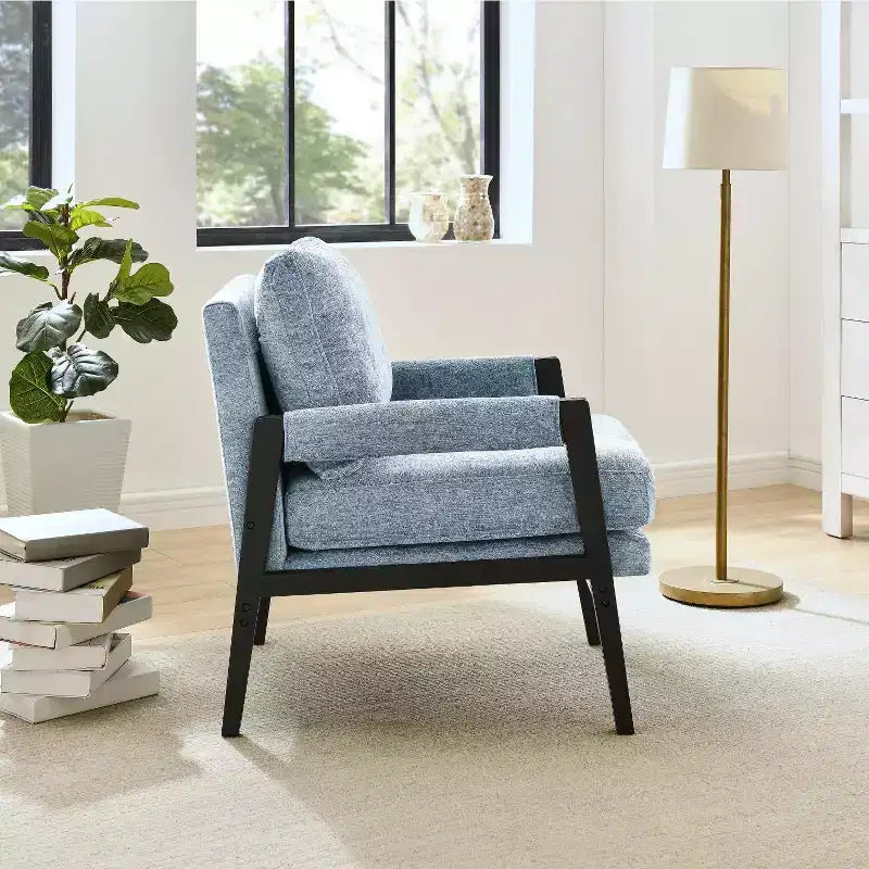 Fauteuil d'appoint en chenille Vatros, style Mid-Century Modern