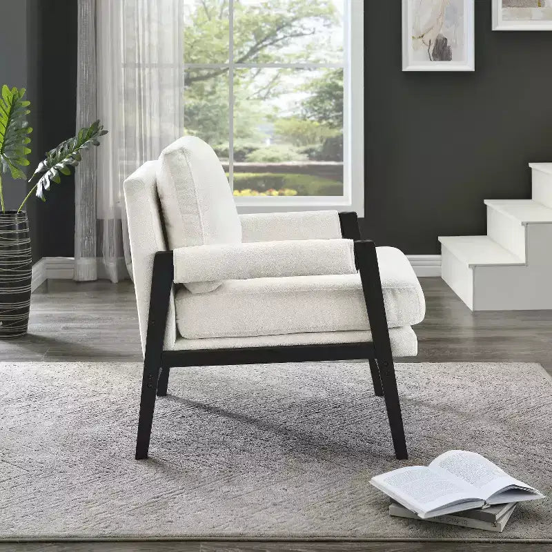 Fauteuil d'appoint en chenille Vatros, style Mid-Century Modern