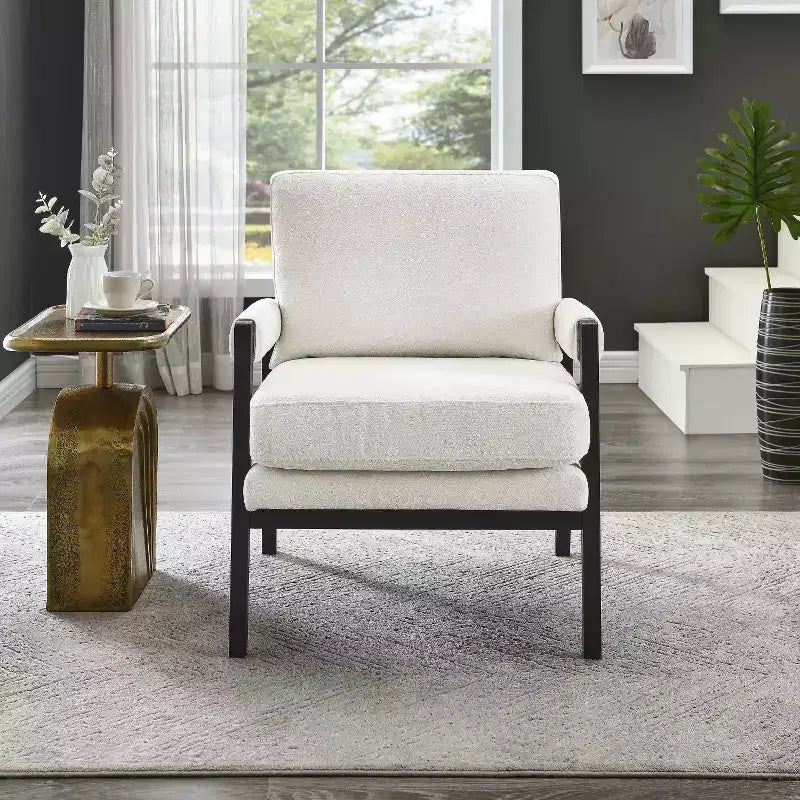 Fauteuil d'appoint en chenille Vatros, style Mid-Century Modern