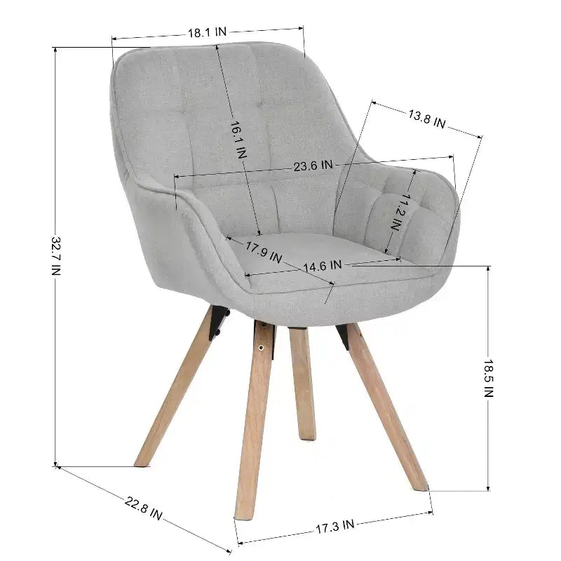 Fauteuil d'appoint en tissu, chaise de loisirs moderne avec dossier et coussin rembourrés, fauteuil pivotant, chaise d'appoint, gris