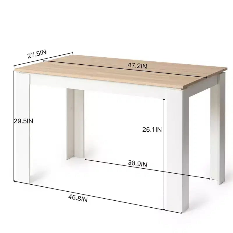 Table à manger rectangulaire pour 2-4 personnes, Table de cuisine et de salle à manger avec cadre en bois, pour petits espaces, appartement, bureau à domicile, Chêne