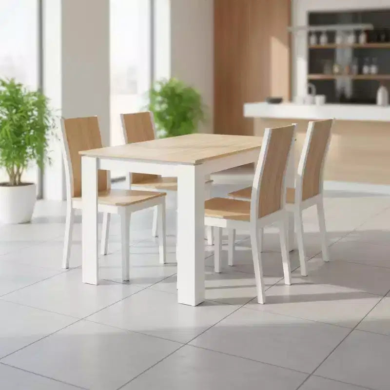 Table à manger rectangulaire pour 2-4 personnes, Table de cuisine et de salle à manger avec cadre en bois, pour petits espaces, appartement, bureau à domicile, Chêne