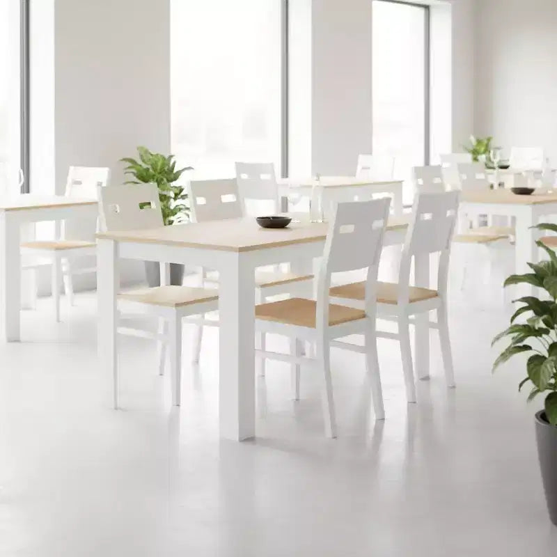 Table à manger rectangulaire pour 2-4 personnes, Table de cuisine et de salle à manger avec cadre en bois, pour petits espaces, appartement, bureau à domicile, Chêne