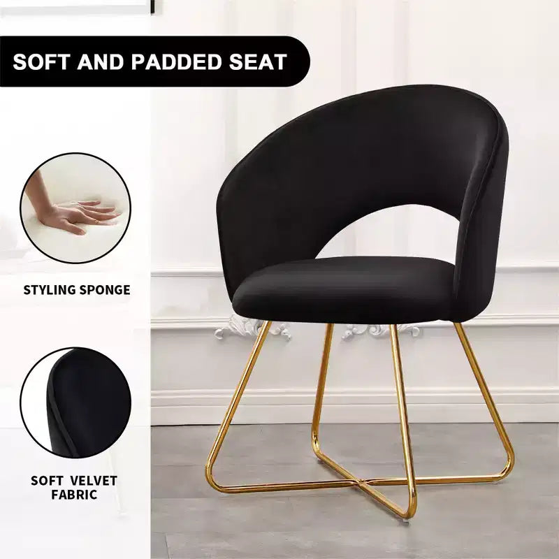 Furniliving Faux Velvet Vanity Chair, Modern Accent Chair for Vanity, Upholstered Makeup Stoolfor Bedroom, Living Room, Dressing Room